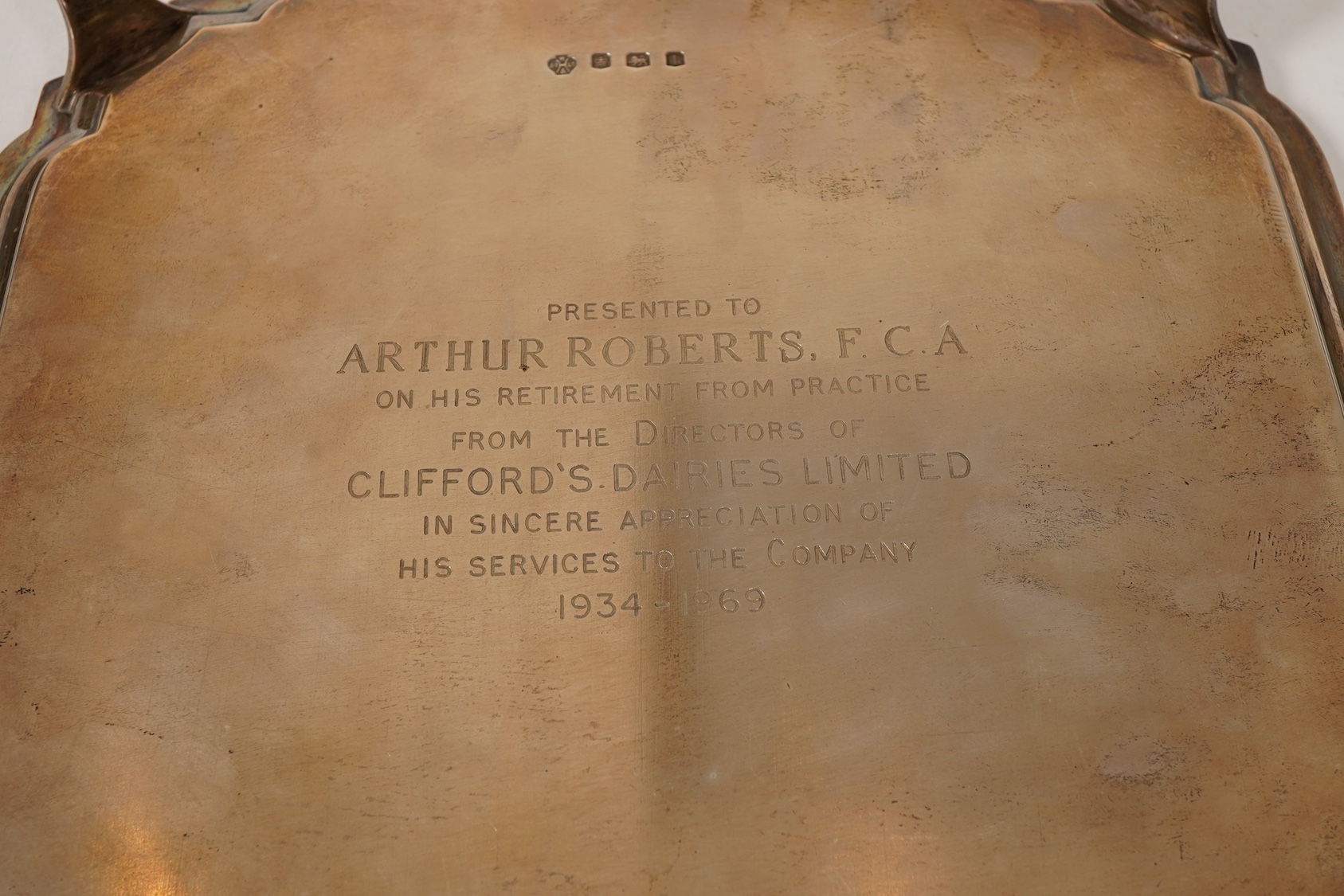 A George V silver salver, by William Hutton & Sons Ltd